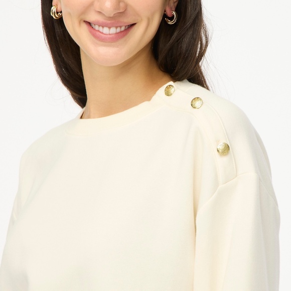 J.Crew Factory Button-shoulder Pullover Ivory - Picture 3 of 6